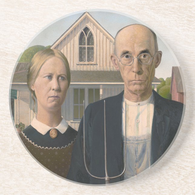 American Gothic: Country Life Poor Rural Farmer Coaster (Front)