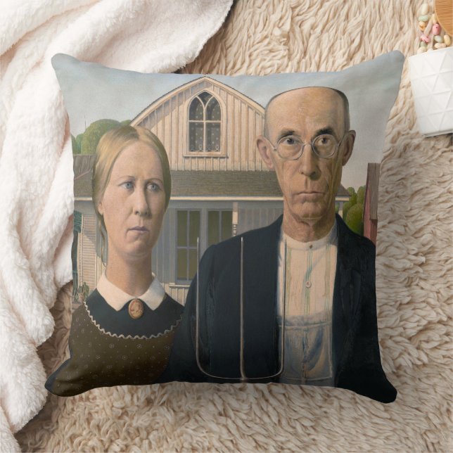 American Gothic: Country Life Poor Rural Farmer Cushion (Blanket)