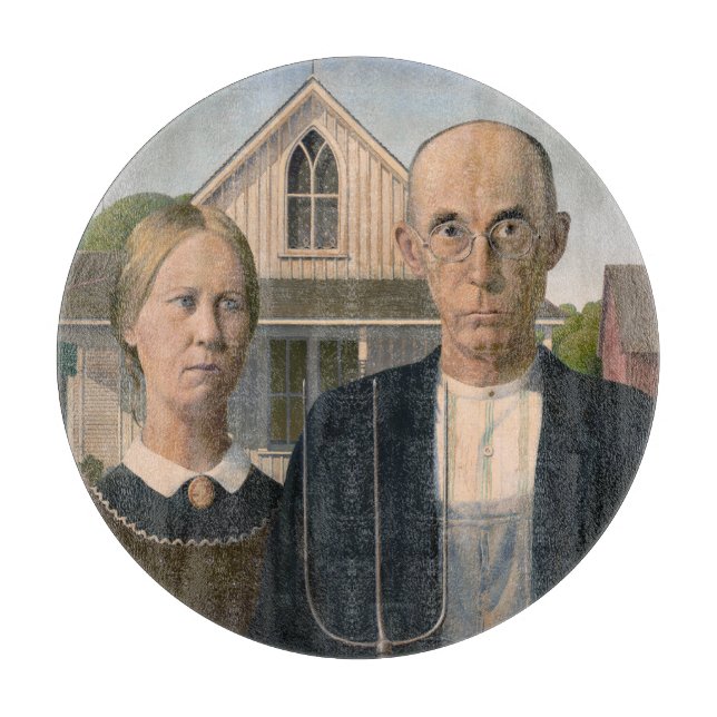 American Gothic: Country Life Poor Rural Farmer Cutting Board (Front)