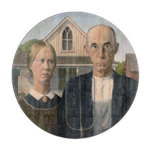 American Gothic: Country Life Poor Rural Farmer Cutting Board