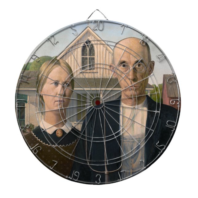 American Gothic: Country Life Poor Rural Farmer Dartboard (Front)