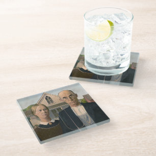American Gothic: Country Life Poor Rural Farmer Glass Coaster