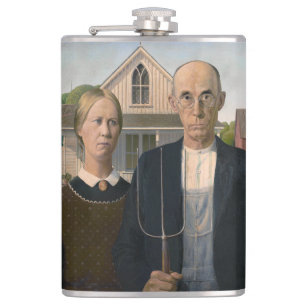 American Gothic: Country Life Poor Rural Farmer Hip Flask