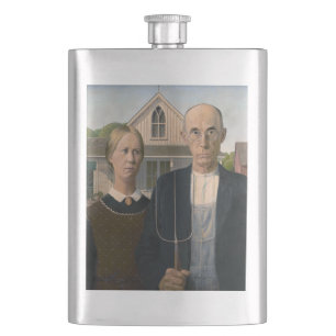 American Gothic: Country Life Poor Rural Farmer Hip Flask