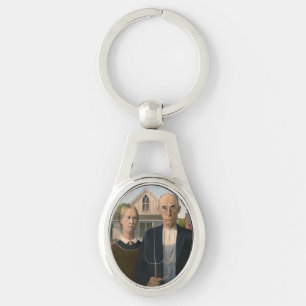 American Gothic: Country Life Poor Rural Farmer Key Ring