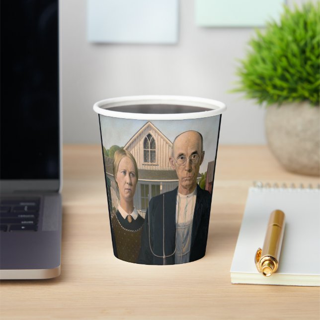 American Gothic: Country Life Poor Rural Farmer Paper Cups (Insitu)
