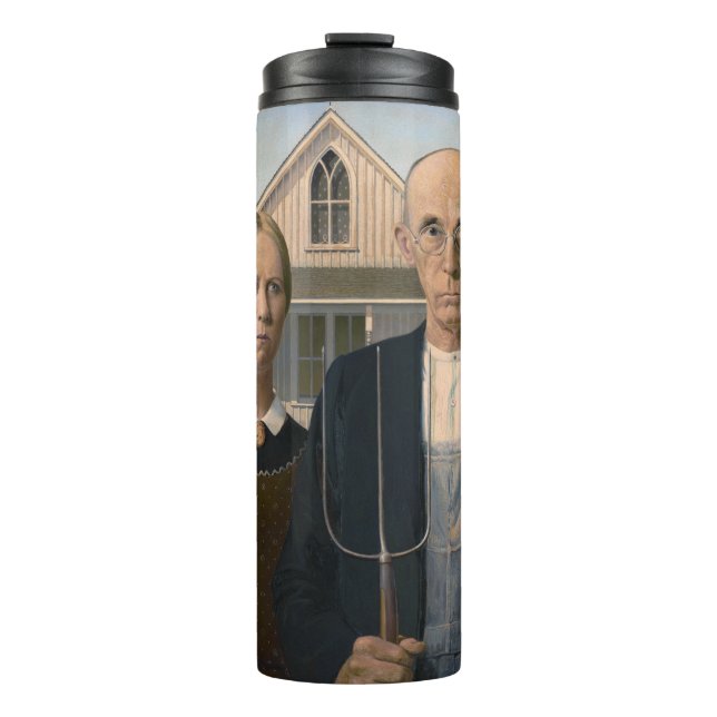 American Gothic: Country Life Poor Rural Farmer Thermal Tumbler (Front)
