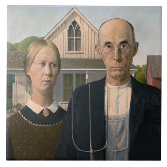American Gothic: Country Life Poor Rural Farmer Tile (Front)