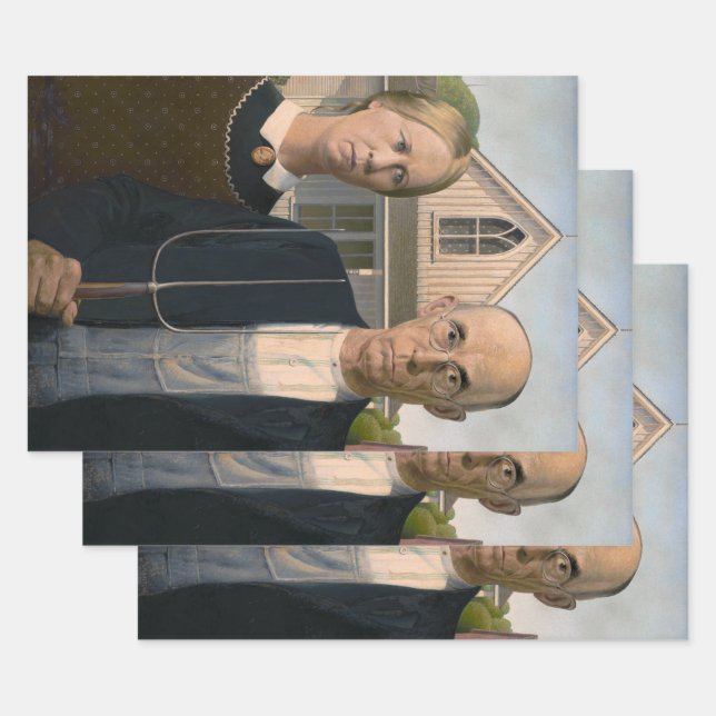 American Gothic: Country Life Poor Rural Farmer Wrapping Paper Sheet (Set)