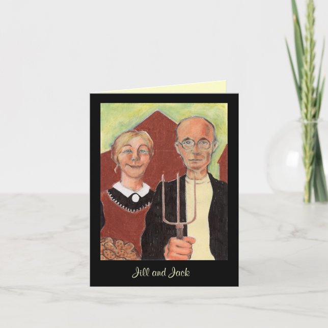 American Gothic couple Valentine Card Personalise (Front)