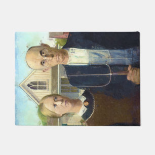 American Gothic Fine Art Oil Painting Doormat