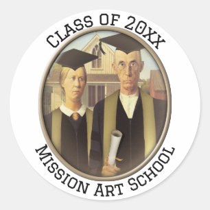 American Gothic Graduation Cameo Classic Round Sticker