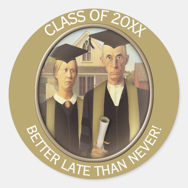 American Gothic Graduation Grad Cap Classic Round Sticker (Front)