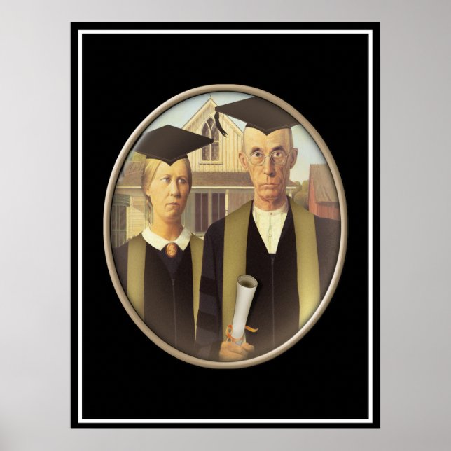 American Gothic Graduation Grad Cap Poster (Front)