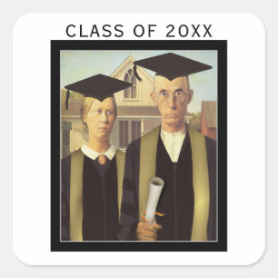 American Gothic Graduation Grad Cap Square Sticker