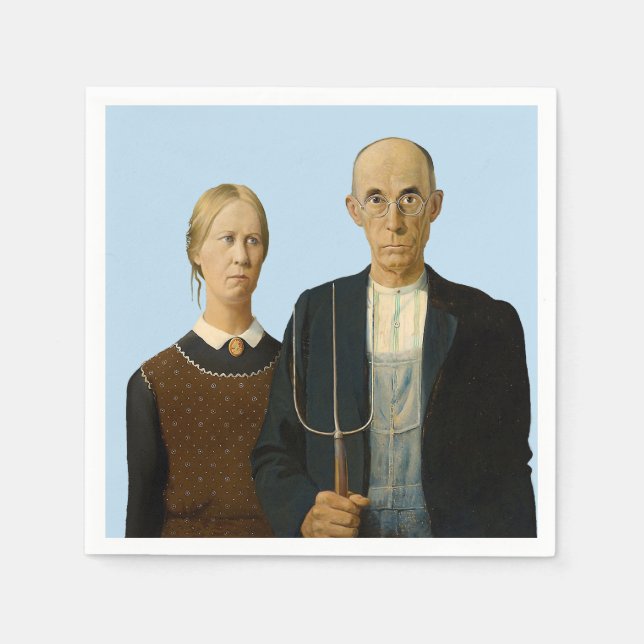 American Gothic Grant Wood   Napkin (Front)