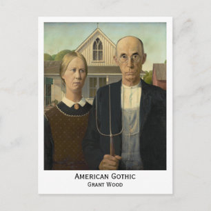 American Gothic, Grant Wood Older Version Postcard