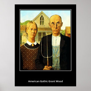 American Gothic Grant Wood Vintage Poster
