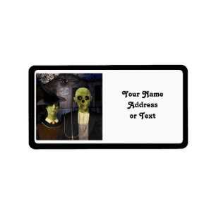 American Gothic Halloween Haunted House Label