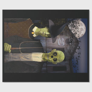 American Gothic Halloween Haunted House Wrapping Paper