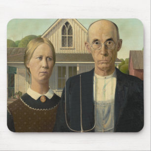 American Gothic Painting Mouse Mat
