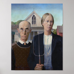 American Gothic Parody: Cross-Dressed Duo Poster