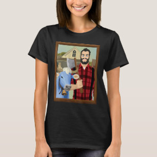 American Gothic Parody MN Paul Bunyan and Babe Blu T-Shirt