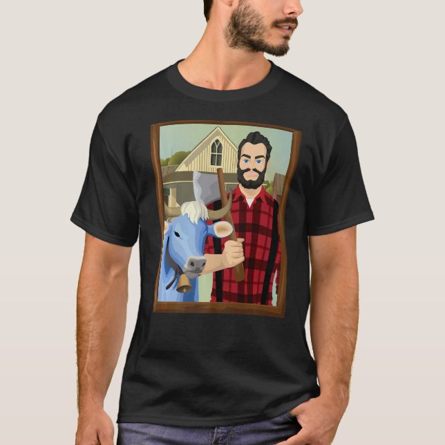 American Gothic Parody MN Paul Bunyan and Babe Blu T-Shirt (Front)