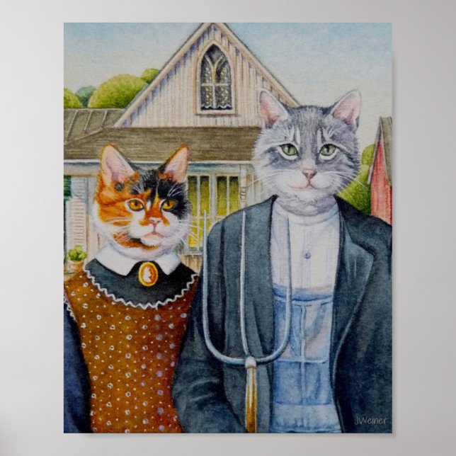 American Gothic Parody Painting Watercolor 8x10 Poster (Front)