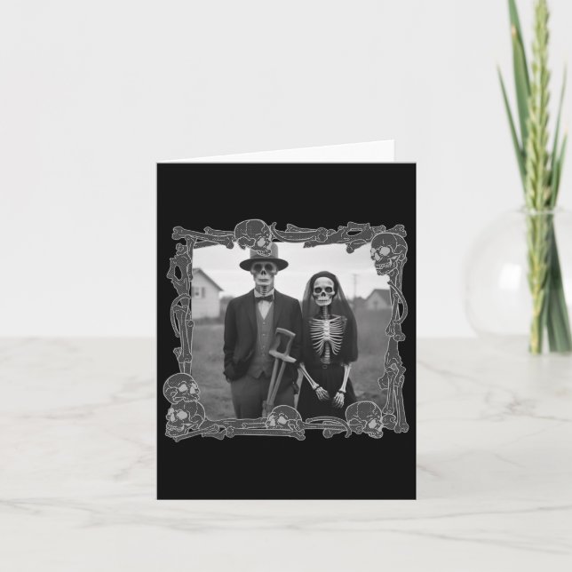 American Gothic Skeleton Halloween Costume  Card (Front)