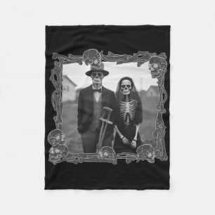 American Gothic Skeleton Halloween Costume  Fleece Blanket