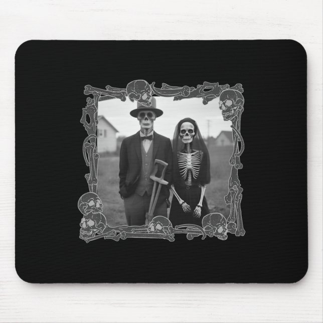 American Gothic Skeleton Halloween Costume  Mouse Mat (Front)
