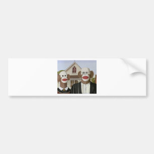 American Gothic Sock Monkeys Bumper Sticker