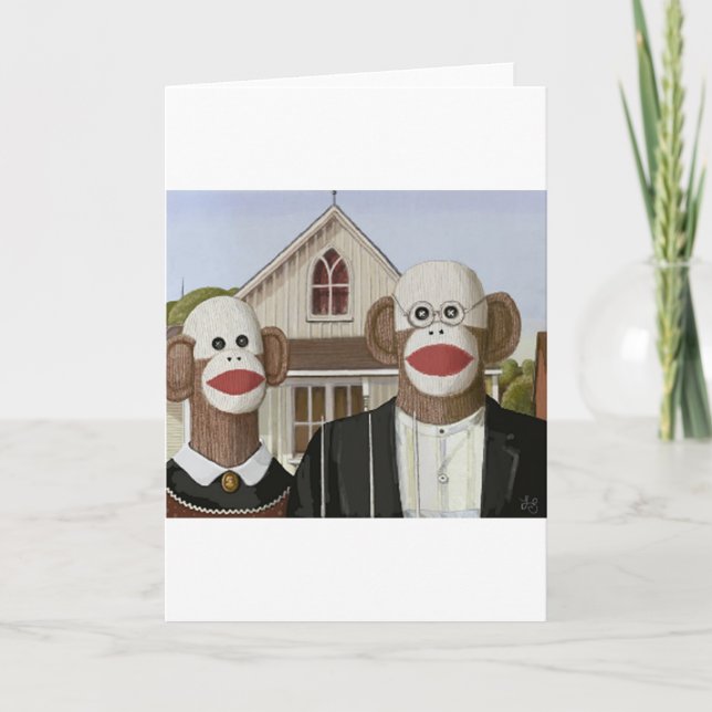 American Gothic Sock Monkeys Card (Front)