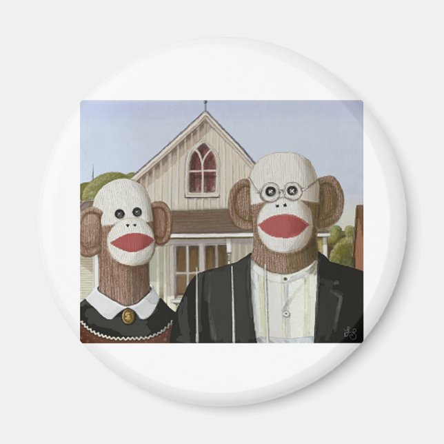 American Gothic Sock Monkeys Magnet (Front)