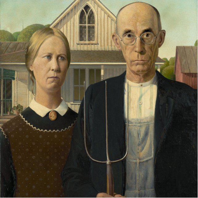 American Gothic Standing Photo Sculpture (Front)