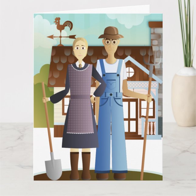 AMERICAN GOTHIC WEDDING CONGRATULATIONS CARD  (Front)