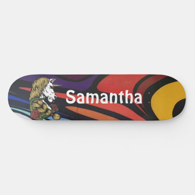 AMERICAN GRAFFIT Personalised Unicorn   Skateboard (Horz)