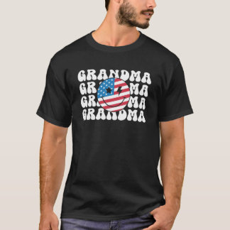 American Grandma Retro Groovy 4th of July Smile Fa T-Shirt