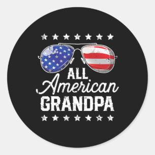American Grandpa 4th Of July Family Matching Sungl Classic Round Sticker