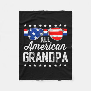 American Grandpa 4th Of July Usa Sungles Mens Gift Fleece Blanket