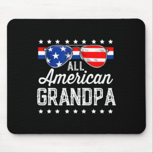 American Grandpa 4th Of July Usa Sungles Mens Gift Mouse Mat