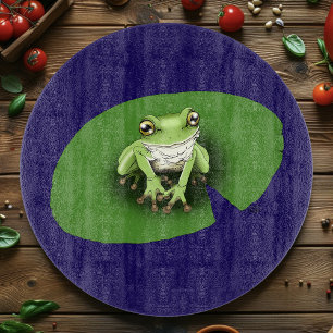 American Green Tree Frog Lily Pad Cutting Board