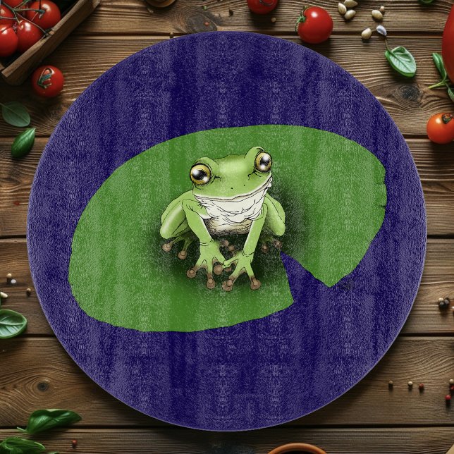 American Green Tree Frog Lily Pad Cutting Board (Creator Uploaded)