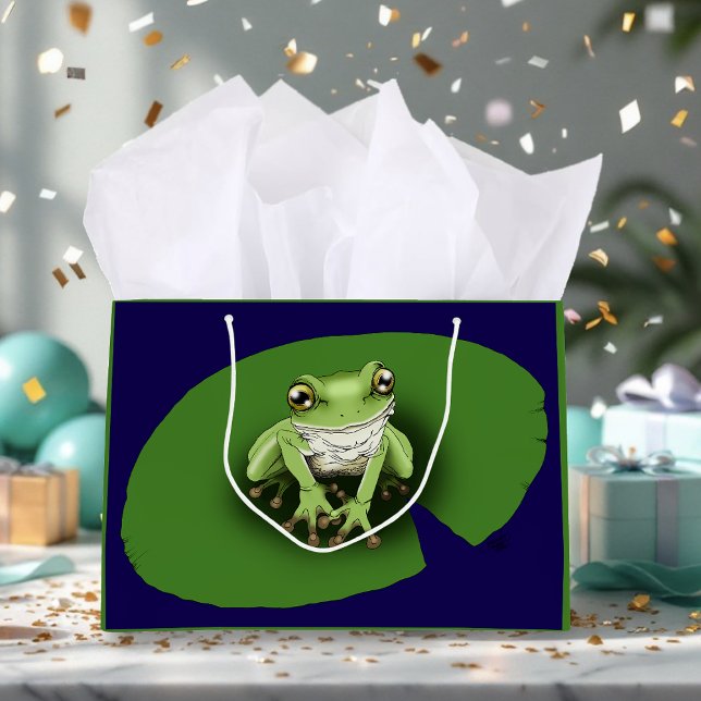 American Green Tree Frog Lily Pad Large Gift Bag (Creator Uploaded)