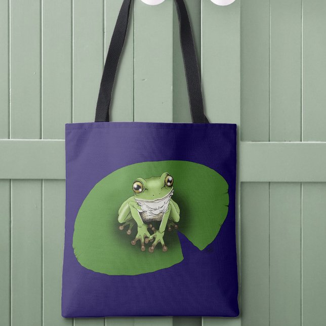 American Green Tree Frog Lily Pad Tote Bag (Creator Uploaded)