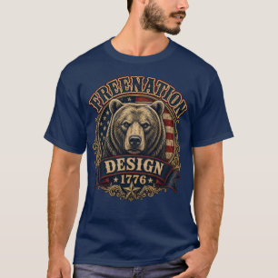 American Grizzly Bear Patriotic FreeNation Design T-Shirt