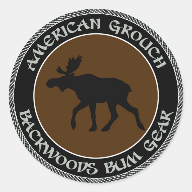 American Grouch Backwoods Bum Gear Classic Round Sticker (Front)
