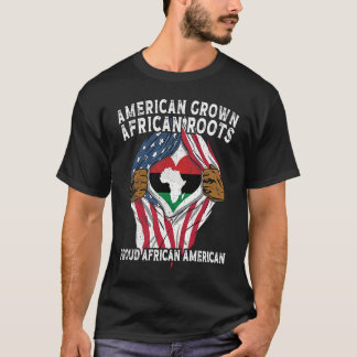 American Grown African Roots USA African Flag Patr T-Shirt