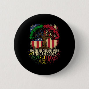 American Grown African Usa Flag Black History Mont 6 Cm Round Badge